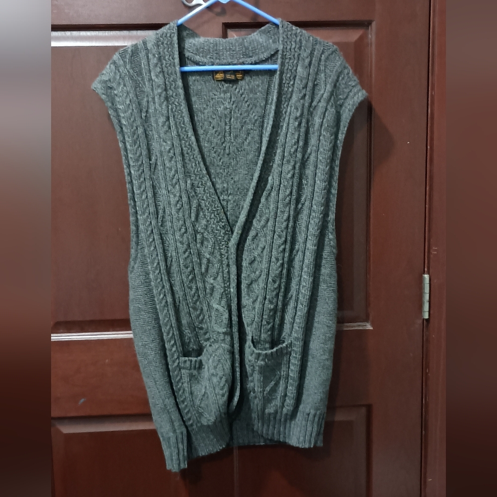 Eddie Bauer Gray Cardigan Sweater with Textured Knit